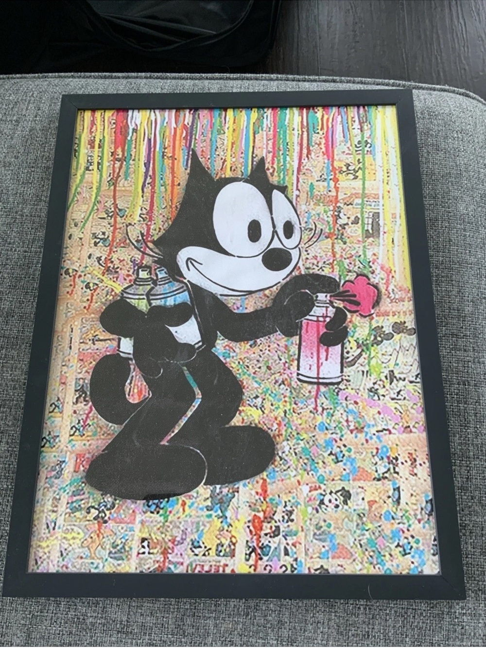 Felix the Cat Graffiti Steet Art - Painting Framed 17 X 13”